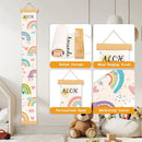 Personalized Name Growth Chart Wall Decor for Kids – Canvas Removable Height Chart Measuring Ruler 59" x 7.9" (Rainbows) by TinyTreasures Baby Boutique