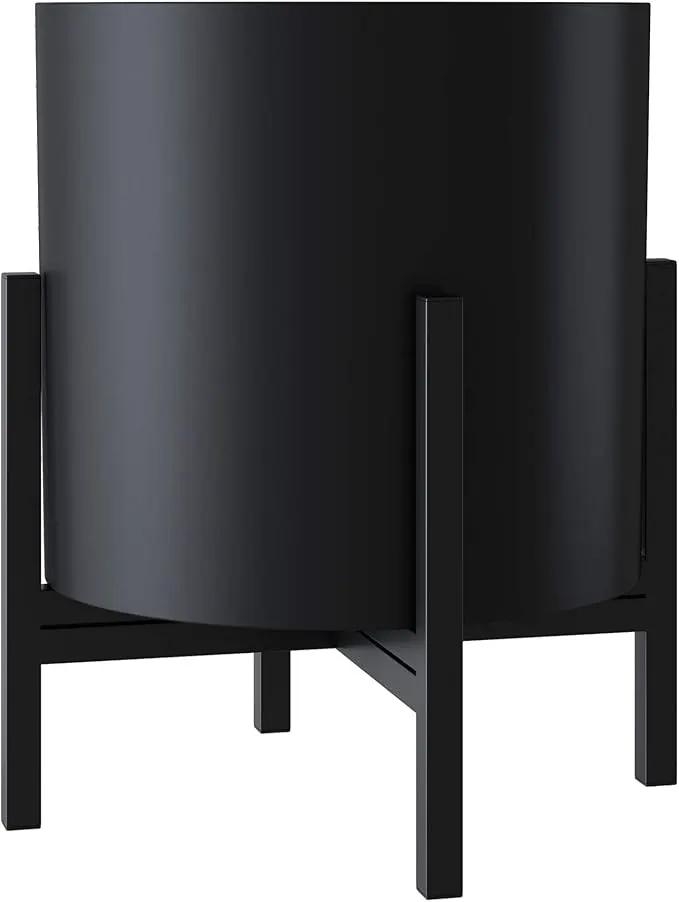 FaithLand Plant Pot 14 inch - Perfectly Fits Mid-Century Modern Plant Stand - Drainage Plug and Drainage Mesh Screen - Matte Black, photo 7 of 7