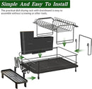 Runnatal Large Dish Drying Rack with Drainboard Set, Stainless Steel Detachable 2-in-1 Large-Capacity 2-Tier Over The Sink Anti-Rust Dish Rack and Dish Drainer for Kitchen Counter by CozyNest Decor