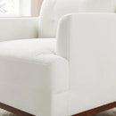 Modern Accent Chair with Terry Fabric, Upholstered Armchair with Spring Package Cushion & Solid Wood Frame, Comfy Lounge Chair for Living Room, Bedroom, or Reading Corner, Terry, White by CozyNest Decor