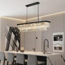 Crystal Chandeliers for Dining Room Light Fixtures Over Table，18-Lights Black Modern Rectangle Chandeliers for Kitchen Island Bar L46 Inch by CozyNest Decor