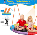 GIKPAL Saucer Swing with Stand for Kids Outdoor, 440lbs Swing Set with Heavy-Duty Metal Frame and Adjustable Ropes, Safe Waterproof Round Playset for Backyard Playground Park, Rainbow Color by TinyTreasures Baby Boutique
