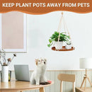 SUREAM Macrame Plant Shelf Hangers, Large Hanging Baskets for Plants with Flower CutOuts and Handmade Cotton, Indoor Outdoor Plant Hangers with Wood Tray for Garden Home Decor - No Plant/Pot Included by GreenHaven Gardens