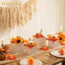 NUPTIO Wooden Box for Centerpiece Wedding: 6 Pcs Rustic Square Planter Box FarmhouseTable Fall Decor - 4×4" & 5×5" Whitewashed Small Wood Vases Flower Pots for Windowsill Home Garden