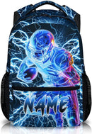 Boys School Backpack, Personalized Football Backpacks for Kids Kindergarten Senior Middle, 17 Inch Lightweight Lightning Bookbag with Custom Name, Cool Back to School Gift by TinyTreasures Baby Boutique