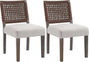Kmax Farmhouse Dining Chairs Set of 2, Rustic Kitchen Chairs with Linen Fabric Seat and Woven Back, Vintage Accent Chairs for Dining Room, Living Room, Beige by CozyNest Decor