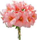 Mandy's Artificial Tulips 12 Stems Pink Fully Bloomed PU Faux Flowers for Wedding Home Decor 13.5 Inch by CozyNest Decor