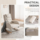 Rocking Chair Nursery,Modern Glider Chair with Adjustable Footrest and Solid Wood Legs,High Backrest Nursery Chair with Side Pocket,Rocker Armchair for Living Room Bedroom Cotton Linen, Beige by TinyTreasures Baby Boutique