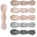 Simka Rose Silicone Baby Spoons Self Feeding (6 Pack)- First Stage Infant Spoons for Babies & Toddlers- Baby Led Weaning Shallow Spoons- Easy on Gums- 6 Months+ -Dishwasher Microwave Safe by TinyTreasures Baby Boutique