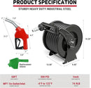 Retractable Fuel Hose Reel 1" x 50' with Fueling Nozzle, 300 PSI Heavy Duty Steel Construction Industrial Auto Swivel Spring Driven Diesel Hose Reel for Aircraft Ship Vehicle Tank Truck, Black by GreenHaven Gardens