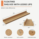 Solid Ash Wood Picture Ledge Shelf, 24 Inch Wood Floating Shelves with Lip Set of 2, Photo Ledge Shelf Nursery Bookshelf Wall Mounted for Living Room Bedroom Decor, Natural by TinyTreasures Baby Boutique