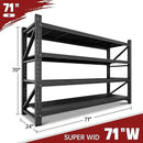 5000LBS Storage Shelves,71" W Garage Shelving Heavy Duty Metal Adjustable Garage Shelves, Shelving Units Industrial Shelving for Warehouse,71" W x 24" D x 69" H,Black by CozyNest Decor