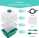 Seed Starter Tray with Grow Light, Seed Starter Kit, Plant Germination Starting Trays with Humidity Dome and Base for Greenhouse Grow Wheatgrass Hydroponic(12 Cells per Tray)(with Grow Lights) by GreenHaven Gardens