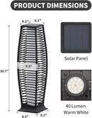 Outdoor Floor Lamp Weather-Resistant Outdoor Wicker Light Solar Powered Lantern Deck Lights for Patio Yard Garden by CozyNest Decor