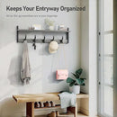 Tatub 29" Rustic Coat Rack Wall Mount with Shelf, Entryway Wall Hooks with Shelf and 5 Metal Hooks, Coat Hangers for Bathroom, Living Room, Bedroom, Kitchen, Grey by CozyNest Decor