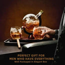 Gifts for Men Dad Husband from Wife Daughter Son, Unique Christmas Anniversary Birthday Gifts for Him, Whiskey Decanter Globe Set with 2 Glasses, Bourbon Scotch Liquor Cool Stocking Stuffers Presents by CozyNest Decor
