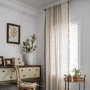 Sutuo Home Boho Curtain 84 Inches Length for Bedroom, Printed Cotton Linen Geometry Rod Pocket Chic Semi Blackout Bohemian Tassels Window Treatment for Living Room, 1 Panel 59" W x 84" L, Black by CozyNest Decor