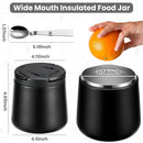 20oz Insulated Vacuum Food Jar with Buckle Lid,Soup Thermo for Hot Food Kids,Wide Mouth Leakproof Stainless Steel Lunch Container with Spoon-Black by TinyTreasures Baby Boutique