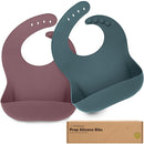 KeaBabies 2-Pack Silicone Baby Bibs for Eating - Sturdy Food-Grade Silicone Bibs for Babies Girl, Boy, Large Food Catcher, Clean & Put On Easily, Waterproof Toddler Feeding Essentials (Rocky) by TinyTreasures Baby Boutique