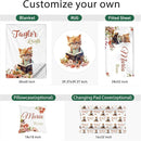 Personalized Baby Crib Bedding Set - Custom Name Cat Theme 3 Pcs Set - Soft Blanket with Double Layer Dotted Backing, Fitted Sheet, Room Rug for Newborns Boys Girls Shower Gift by TinyTreasures Baby Boutique