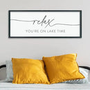 Relax You're On Lake Time Sign Wall Decor 40"×15" Lake House Bedroom Large Wood Framed Hanging Wall Art (Black) by CozyNest Decor
