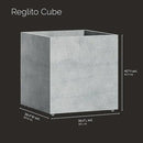Reglito Cube Planter – Fiberglass Indoor/Outdoor and Weather-Resistant Large Planter (Concrete Stone, 39.4" L x 39.4" W x 40" H) by GreenHaven Gardens