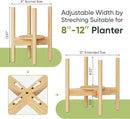 Adjustable Plant Stand, Bamboo Plant Stand Indoor with Tray, Wood Plant Stand for 8 to 12 inches Flower Pots, Single Mid Century Modern Plant Stand for Indoor Plants, Natural by GreenHaven Gardens