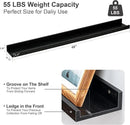 Floating Picture Ledge Shelves 48 Inch Solid Oak Wood Set of 2, Rustic Wall Storage Shelves with Lip, Kids Bookshelf, Photo & Picture Ledge Shelves for Bedroom, Living Room, Kitchen by CozyNest Decor