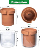 Phoenix Vine 10 Inch Self Watering Planter Pot, Terracotta Clay Pot with Glass Reservoir for Indoor Plants, Herbs, Flowers, Set of 1, 52-A-I-1 by GreenHaven Gardens