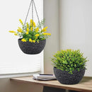 10 inch Hanging Planters for Indoor Outdoor Plants, 2 Pack Hanging Flower Plant Pots with Drainage Holes and Chain for Garden Porch, Plastic Hanging Baskets for House Plants, Speckled Black