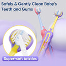 EASICUTI Soft Toddler Toothbrushes, Efficient 3 Sided Toothbrush, Baby Toothbrush 12 Months and up, Infant Toothbrush, Toddler Training Tooth brush for Ages 1-8 Years, Cleans All Sides-4 Pack (Patent) by TinyTreasures Baby Boutique
