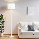 Ambimall 60'' Modern Floor Lamp with Shade, Tall Lamps for Living Room, Bedroom, Office, Dining Room, White Shade with White Pole(Without Bulb)