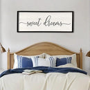 Sweet Dreams Wall Decor Above Bed 40''×15'' Master Bedroom Large Sweet Dreams Sign Farmhouse Wall Decor Guest Room Wood Rustic Framed Over Bed Wall Art Hanging Decoration (Black) by CozyNest Decor