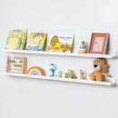 Picture Ledge Shelf for Wall, 48 inch Solid Pine Wood Nursery Book Shelves 2 Packs, Floating Ledge Shelves for Kids' Room Bedroom Bathroom Living Room Photo Frames Office Nursey Wall Decor, White by TinyTreasures Baby Boutique