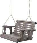 Amish Casual 3 Foot Roll Back Porch Swing with Cup Holders in Semi-Solid Gray Stain - Amish Made in The USA from Treated Pine Heavy Duty 700 Lb. Weight Capacity by GreenHaven Gardens