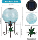 10 Inch Solar Glass Gazing Ball, with 9.4" Tall Metal Gazing Globe Stand, Solar Ball Lights Display Holder Set for Outdoor Garden Lawn Yard Decoration, Blue Water Ripple by CozyNest Decor
