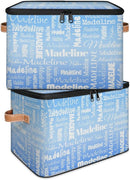 Custom Storage Basket with Name, Personalized Storage Bins with Zipper Lid, Foldable Fabric Storage Box Large capacity with Handle Blue by TinyTreasures Baby Boutique
