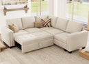 Belffin Modular Sectional Sleeper Sofa with Pull Out Couch Bed Velvet Convertible L Shaped Sectional Couch for Living Room Apartment Beige by CozyNest Decor