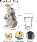 Solar Bunny Statues Light with Butterfly LED - Auto On/Off Weathproof Resin Garden Figurine Decor Gift for Pathway, Patio & Mom's Flower Bed (Warm Light) by CozyNest Decor