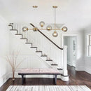 KCO Lighting 6-Light Modern Globe Sputnik Chandelier Brass Gold Linear Pendant Chandelier Lighting Smoke Glass Dining Room Chandelier Mid Century Sputnik Island Lights for Kitchen Living Room by CozyNest Decor