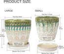 6 Inch + 5 Inch Ceramic Planter with Drainage Hole and Saucer for Plants, Indoor-Outdoor Round Succulent Orchid Garden Flower Pot - Set of 2 by GreenHaven Gardens