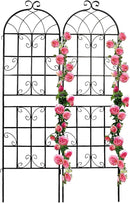 2 Pack Metal Garden Trellis for Climbing Plants 71" x 19.7" Outdoor Fence Rustproof Garden Trellis Support Roses Flower Lawn, Black 6FT by GreenHaven Gardens