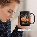Personalized Name Scottish Fold Halloween Ceramic Mug, Custom Scottish Fold with Pumpkins Coffee Cup, Cat Wearing Witch Hat Cup Gift for Family Friend, Halloween Cat Pet Black Mug 11oz 15oz by TinyTreasures Baby Boutique