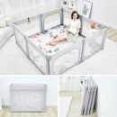 Foldable Baby Playpen, Shape & Size Adjustable Playpen for Toddler, 79x71 Large Play Pens Safety Mesh Foldable Playard for Babies, Portable Baby Fence Play Area Kids Play Pen, Grey by TinyTreasures Baby Boutique