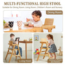Solid Wood High Chair for Toddlers to Teens, Adjustable Height Toddler Dining Chair, Easy to Clean Toddler Highchair with Removable PU Cushion for Dining, Studying, Step Tool, Natural by TinyTreasures Baby Boutique