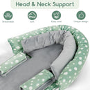 Baby Car Seat Head Support for Newborn, GFU 2 in 1 Infant Car Seat Head Body Support with Strap Pads, Soft Stroller Cushion Pillow Insert for Girls and Boys, Fits for Stroller, Swing, Green by TinyTreasures Baby Boutique