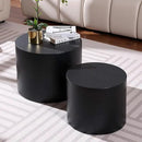 Nesting Coffee Table Set of 2, Modern Round Coffee Table with Non-Slip Feet, Wooden Circle Accent Tables for Small Spaces Living Room Bedroom Balcony Office Drum Side Table (Black) by CozyNest Decor