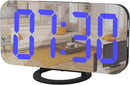 Digital Alarm Clock,Mirror Surface LED Electronic Clocks,with USB Charger,Snooze Model, Auto/Custom Brightness,for Office Table Bedroom Nightstand(Black-Blue) by CozyNest Decor