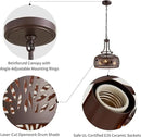 WUZUPS Chandelier Rustic Farmhouse Industrial Round Ceiling Pendant LED Light Fixture with Later-Cut Openwork Drum Shade, H 15.7" x W 13.4", Oil Rubbed Bronze by CozyNest Decor