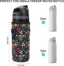 Neoprene Water Bottle Carrier Bag with Adjustable Shoulder Strap for Owala 24 OZ Tumbler, Insulated Water Bottle Cover for Owala FreeSip Insulated Water Bottle (Little Flower, 24 OZ) by TinyTreasures Baby Boutique